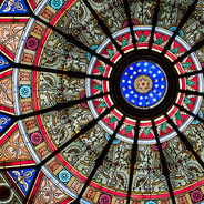 the painted glass dome of Linderman Library