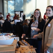 Lehigh employees enjoy making Smores at the Winter Festival in December
