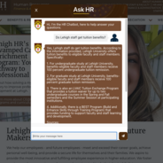 A screenshot of the AskHR chatbot screen