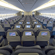 A view of seats in a large plane